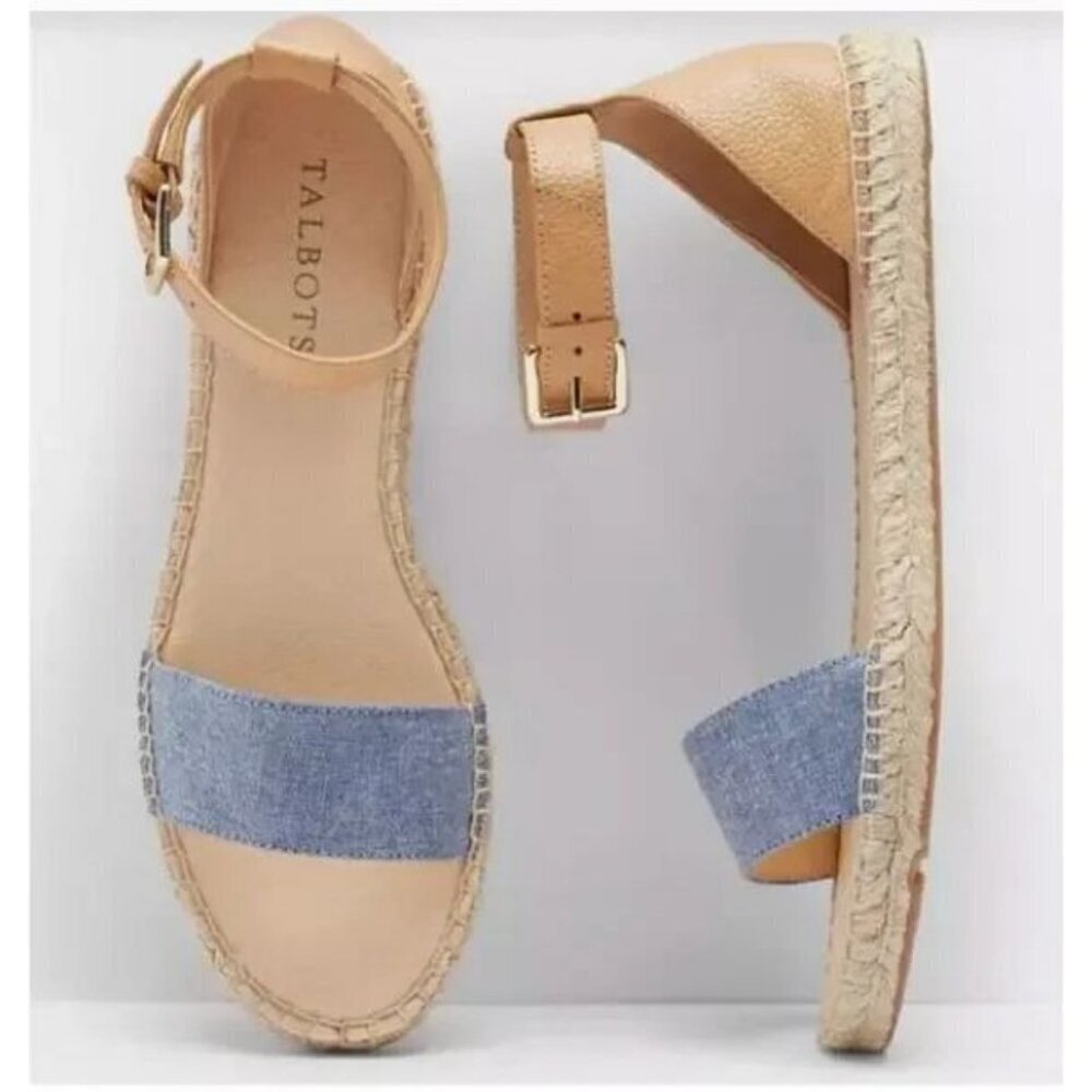 Talbots Denim Blue and Tan Espadrille Sandals